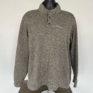 Eddie Bauer Fleece Mens XXL Radiator 1/4 Snap Mock Pullover Sweater Grey
